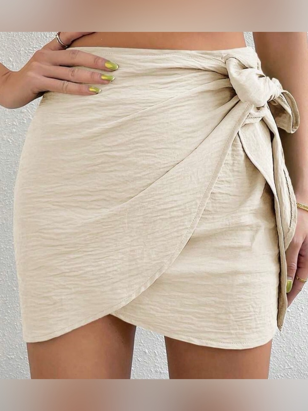 Tie-Accent Cream Women’s Skirt
